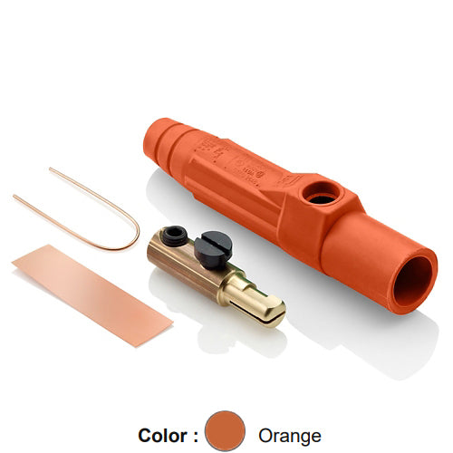 Leviton 15D21-UO, 15 Series Single Pole Cam-Type Male Plug, Contact & Insulator, Detachable, Industrial Grade, 150 Amp Max, 600 VAC/DC Max, Single Set Screw Termination, #8 - #2 AWG, Orange
