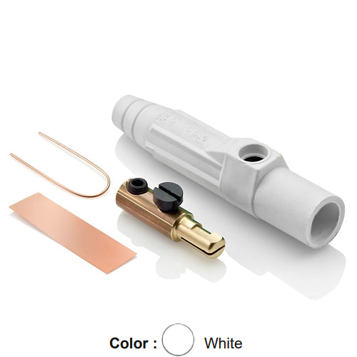 Leviton 15D21-UW, 15 Series Single Pole Cam-Type Male Plug, Contact & Insulator, Detachable, Industrial Grade, 150 Amp Max, 600 VAC/DC Max, Single Set Screw Termination, #8 - #2 AWG, White