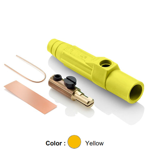 Leviton 15D21-UY, 15 Series Single Pole Cam-Type Male Plug, Contact & Insulator, Detachable, Industrial Grade, 150 Amp Max, 600 VAC/DC Max, Single Set Screw Termination, #8 - #2 AWG, Yellow
