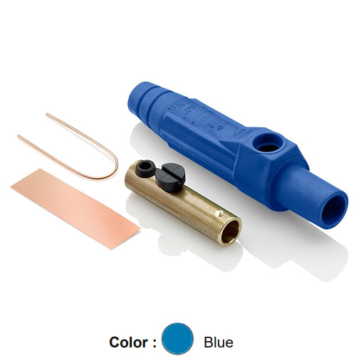 Leviton 15D22-UB, 15 Series Single Pole Cam-Type Female Plug, Contact & Insulator, Detachable, Industrial Grade, 150 Amp Max, 600 VAC/DC Max, Single Set Screw Termination, #8 - #2 AWG, Blue