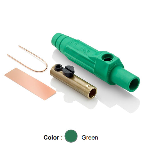 Leviton 15D22-UG, 15 Series Single Pole Cam-Type Female Plug, Contact & Insulator, Detachable, Industrial Grade, 150 Amp Max, 600 VAC/DC Max, Single Set Screw Termination, #8 - #2 AWG, Green