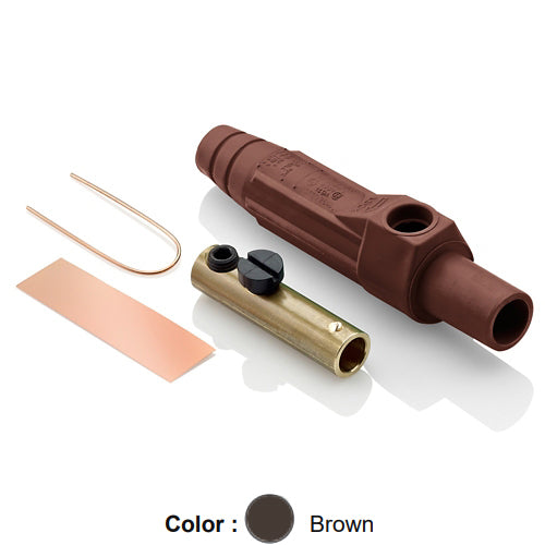 Leviton 15D22-UH, 15 Series Single Pole Cam-Type Female Plug, Contact & Insulator, Detachable, Industrial Grade, 150 Amp Max, 600 VAC/DC Max, Single Set Screw Termination, #8 - #2 AWG, Brown