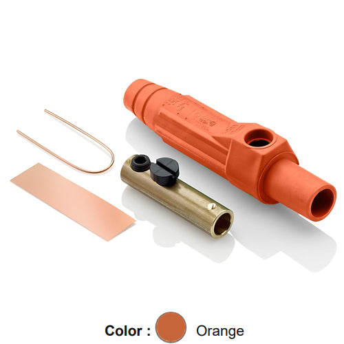 Leviton 15D22-UO, 15 Series Single Pole Cam-Type Female Plug, Contact & Insulator, Detachable, Industrial Grade, 150 Amp Max, 600 VAC/DC Max, Single Set Screw Termination, #8 - #2 AWG, Orange
