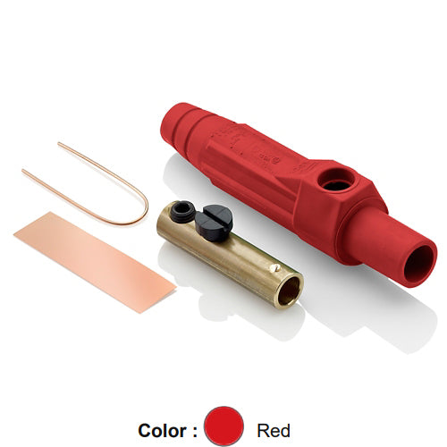 Leviton 15D22-UR, 15 Series Single Pole Cam-Type Female Plug, Contact & Insulator, Detachable, Industrial Grade, 150 Amp Max, 600 VAC/DC Max, Single Set Screw Termination, #8 - #2 AWG, Red