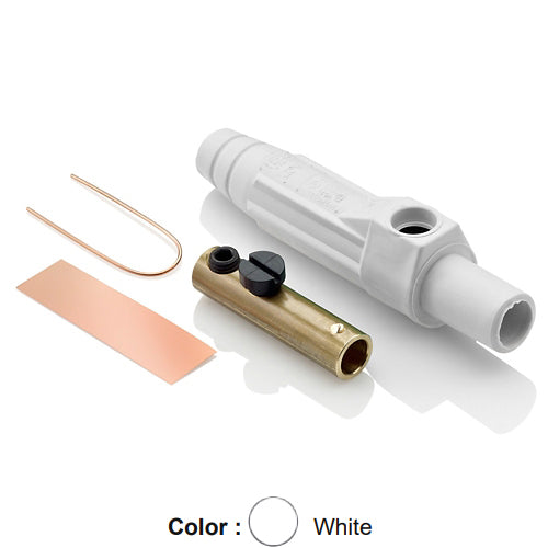 Leviton 15D22-UW, 15 Series Single Pole Cam-Type Female Plug, Contact & Insulator, Detachable, Industrial Grade, 150 Amp Max, 600 VAC/DC Max, Single Set Screw Termination, #8 - #2 AWG, White