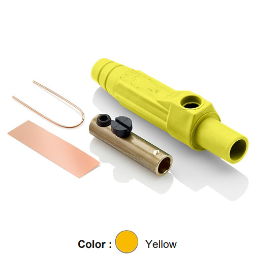 Leviton 15D22-UY, 15 Series Single Pole Cam-Type Female Plug, Contact & Insulator, Detachable, Industrial Grade, 150 Amp Max, 600 VAC/DC Max, Single Set Screw Termination, #8 - #2 AWG, Yellow