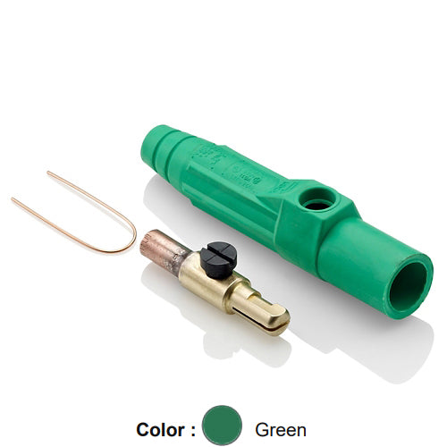 Leviton 15D23-UG, 15 Series Single Pole Cam-Type Male Plug, Contact & Insulator, Detachable, Industrial Grade, 140 Amp Max, 600 VAC/DC Max, Crimp Tube Termination, #8 - #4 AWG, Green