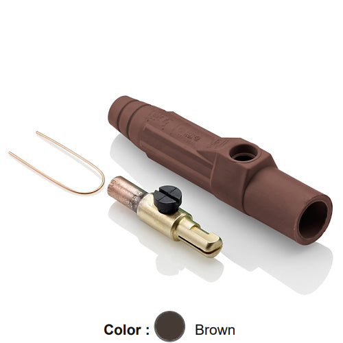 Leviton 15D23-UH, 15 Series Single Pole Cam-Type Male Plug, Contact & Insulator, Detachable, Industrial Grade, 140 Amp Max, 600 VAC/DC Max, Crimp Tube Termination, #8 - #4 AWG, Brown