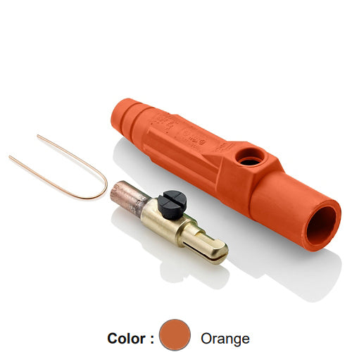 Leviton 15D23-UO, 15 Series Single Pole Cam-Type Male Plug, Contact & Insulator, Detachable, Industrial Grade, 140 Amp Max, 600 VAC/DC Max, Crimp Tube Termination, #8 - #4 AWG, Orange