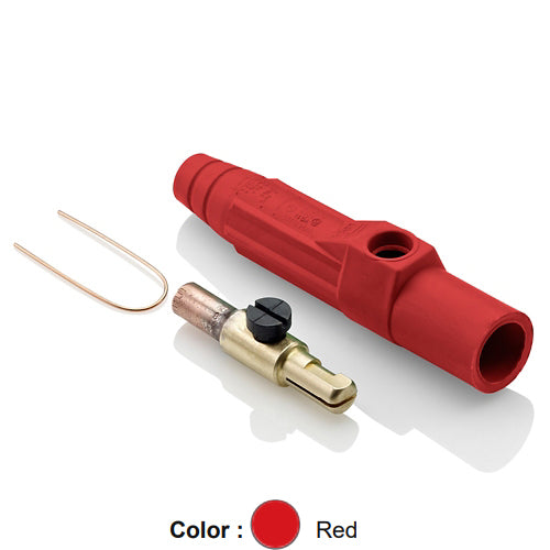 Leviton 15D23-UR, 15 Series Single Pole Cam-Type Male Plug, Contact & Insulator, Detachable, Industrial Grade, 140 Amp Max, 600 VAC/DC Max, Crimp Tube Termination, #8 - #4 AWG, Red
