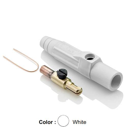 Leviton 15D23-UW, 15 Series Single Pole Cam-Type Male Plug, Contact & Insulator, Detachable, Industrial Grade, 140 Amp Max, 600 VAC/DC Max, Crimp Tube Termination, #8 - #4 AWG, White