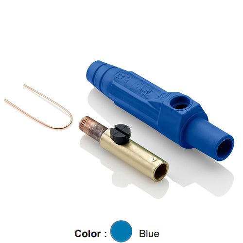 Leviton 15D24-UB, 15 Series Single Pole Cam-Type Female Plug, Contact & Insulator, Detachable, Industrial Grade, 140 Amp Max, 600 VAC/DC Max, Crimp Tube Termination, #8 - #4 AWG, Blue