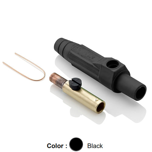 Leviton 15D24-UE, 15 Series Single Pole Cam-Type Female Plug, Contact & Insulator, Detachable, Industrial Grade, 140 Amp Max, 600 VAC/DC Max, Crimp Tube Termination, #8 - #4 AWG, Black