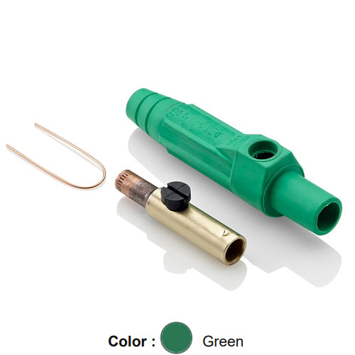 Leviton 15D24-UG, 15 Series Single Pole Cam-Type Female Plug, Contact & Insulator, Detachable, Industrial Grade, 140 Amp Max, 600 VAC/DC Max, Crimp Tube Termination, #8 - #4 AWG, Green