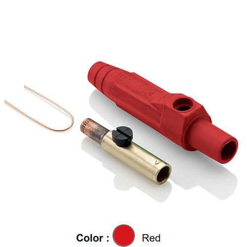Leviton 15D24-UR, 15 Series Single Pole Cam-Type Female Plug, Contact & Insulator, Detachable, Industrial Grade, 140 Amp Max, 600 VAC/DC Max, Crimp Tube Termination, #8 - #4 AWG, Red
