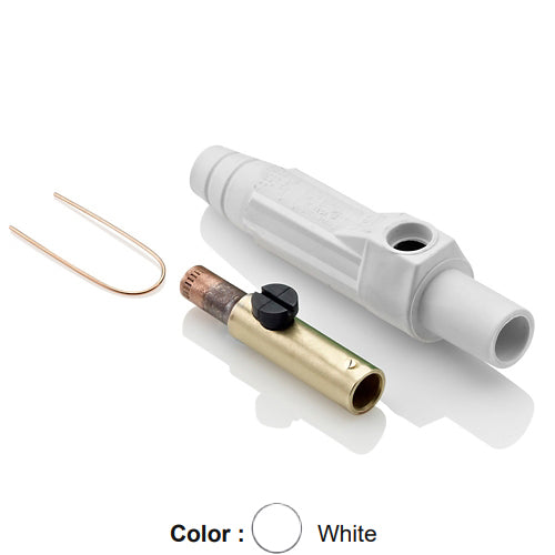 Leviton 15D24-UW, 15 Series Single Pole Cam-Type Female Plug, Contact & Insulator, Detachable, Industrial Grade, 140 Amp Max, 600 VAC/DC Max, Crimp Tube Termination, #8 - #4 AWG, White