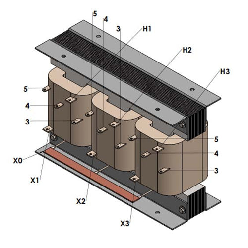 Electric Power 15L8S6ACN0T0, 15KVA, 3 Phase, Primary 460V Wye, Secondary 220V Wye, Copper,  Auto Type Transformer,  Open Style
