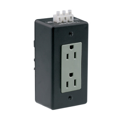 Leviton 16252-DIN, Straight Blade DIN-Rail Mountable Modules Receptacle, Industrial Grade, 15A 125V, NEMA 5-15R, 2-Pole, 3-Wire, Grounding, Standard Duplex, Terminal Block Wired, Strap, Gray