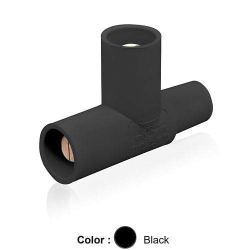 Leviton 16A21-UE, 16 Series Single Pole Cam-Type Paralleling Tee Adapter, 3-Way ''T'' Connector, Female-Male-Male, 400 Amp Max, Black
