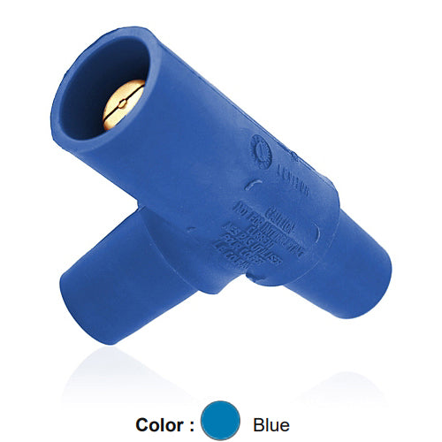 Leviton 16A22-UB, 16 Series Single Pole Cam-Type Tapping Tee Adapter, Multi-Way Connector, Female-Female-Male, 400 Amp Max, Blue