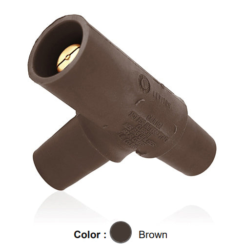 Leviton 16A22-UH, 16 Series Single Pole Cam-Type Tapping Tee Adapter, Multi-Way Connector, Female-Female-Male, 400 Amp Max, Brown