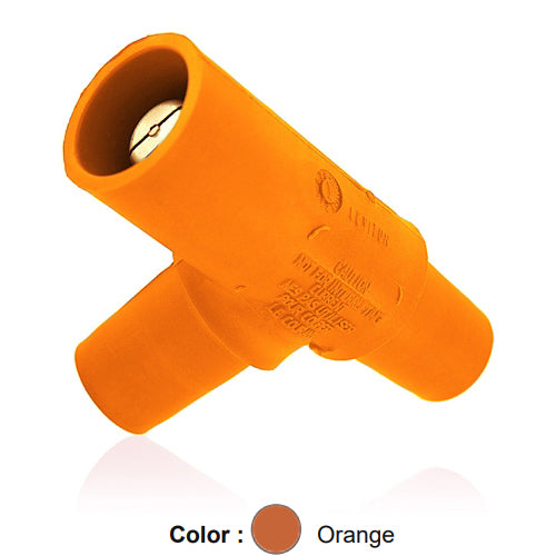 Leviton 16A22-UO, 16 Series Single Pole Cam-Type Tapping Tee Adapter, Multi-Way Connector, Female-Female-Male, 400 Amp Max, Orange