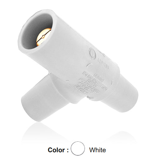 Leviton 16A22-UW, 16 Series Single Pole Cam-Type Tapping Tee Adapter, Multi-Way Connector, Female-Female-Male, 400 Amp Max, White