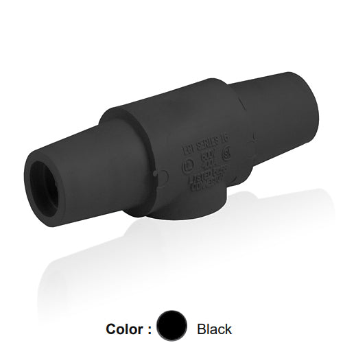 Leviton 16A24-UE, 16 Series Single Pole Cam-Type Double Female Adapter, Multi-Way Connector, 400 Amp Max, Black