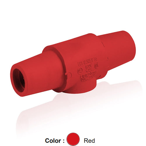 Leviton 16A24-UR, 16 Series Single Pole Cam-Type Double Female Adapter, Multi-Way Connector, 400 Amp Max, Red