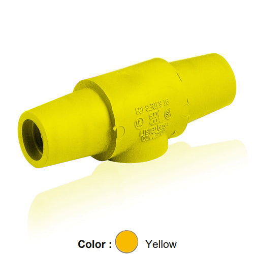 Leviton 16A24-UY, 16 Series Single Pole Cam-Type Double Female Adapter, Multi-Way Connector, 400 Amp Max, Yellow