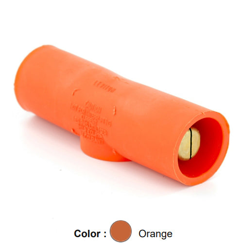 Leviton 16A25-UO, 16 Series Single Pole Cam-Type Double Male Adapter, Multi-Way Connector, 400 Amp Max, Orange