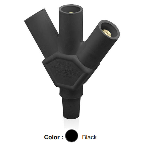 Leviton 16A26-UE, 16 Series Single Pole Cam-Type Reverse 3-Fer Adapter, 45 Degree, Multi-Way Connector, Female-Male-Male-Male, 400 Amp Max, Black