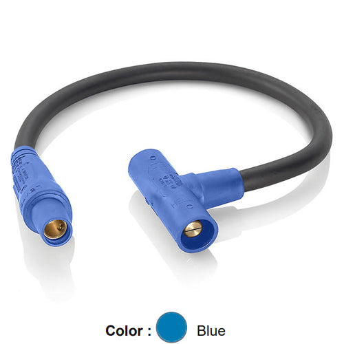 Leviton 16A31-UB, 16 Series Single Pole Cam-Type Soft Paralleling Tee Adapter, 24'' Cable Length, 4/0 Cable Range, Female Plug to Male/Male Tee, 400 Amp Max, Blue