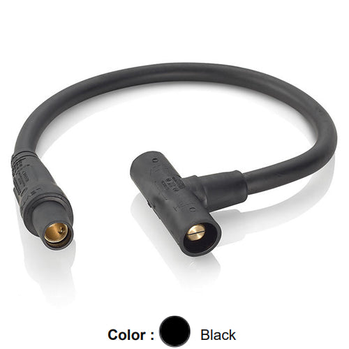 Leviton 16A31-UE, 16 Series Single Pole Cam-Type Soft Paralleling Tee Adapter, 24'' Cable Length, 4/0 Cable Range, Female Plug to Male/Male Tee, 400 Amp Max, Black