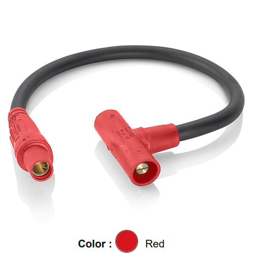 Leviton 16A31-UR, 16 Series Single Pole Cam-Type Soft Paralleling Tee Adapter, 24'' Cable Length, 4/0 Cable Range, Female Plug to Male/Male Tee, 400 Amp Max, Red