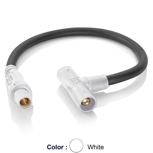 Leviton 16A31-UW, 16 Series Single Pole Cam-Type Soft Paralleling Tee Adapter, 24'' Cable Length, 4/0 Cable Range, Female Plug to Male/Male Tee, 400 Amp Max, White