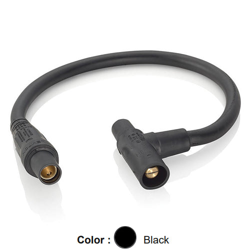 Leviton 16A32-UE, 16 Series Single Pole Cam-Type Soft Paralleling Tee Adapter, 24'' Cable Length, 4/0 Cable Range, Female Plug to Female/Male Tee, 400 Amp Max, Black