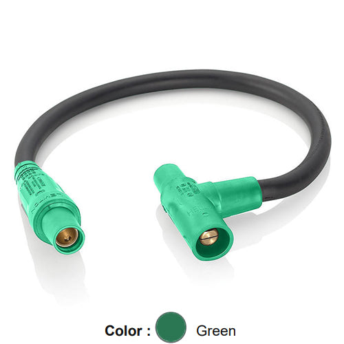 Leviton 16A32-UG, 16 Series Single Pole Cam-Type Soft Paralleling Tee Adapter, 24'' Cable Length, 4/0 Cable Range, Female Plug to Female/Male Tee, 400 Amp Max, Green