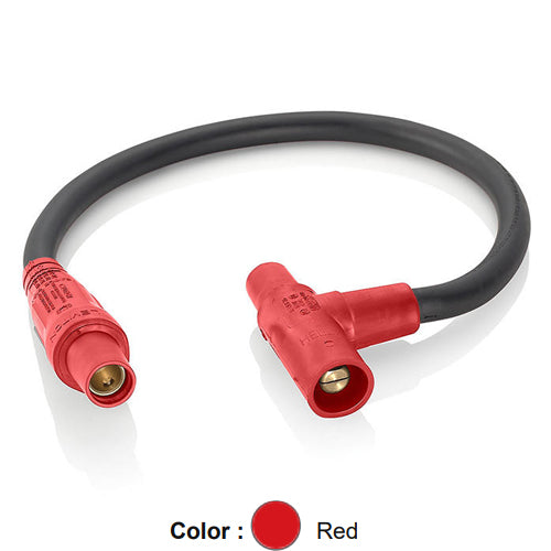 Leviton 16A32-UR, 16 Series Single Pole Cam-Type Soft Paralleling Tee Adapter, 24'' Cable Length, 4/0 Cable Range, Female Plug to Female/Male Tee, 400 Amp Max, Red