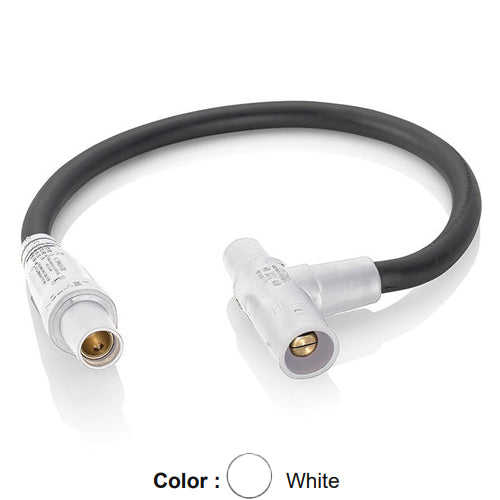 Leviton 16A32-UW, 16 Series Single Pole Cam-Type Soft Paralleling Tee Adapter, 24'' Cable Length, 4/0 Cable Range, Female Plug to Female/Male Tee, 400 Amp Max, White