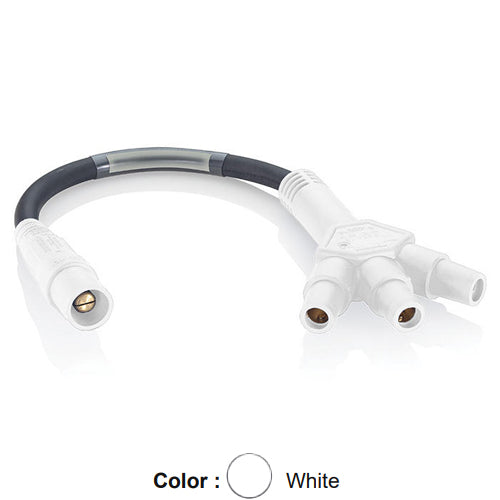 Leviton 16A33-UW, 16 Series Single Pole Cam-Type Soft 3-Fer Adapter, 45 Degree, Male Plug to Female/Female/Female Tri-Tap, 24'' Cable Length, 4/0 Cable Range, 400 Amp Max, White