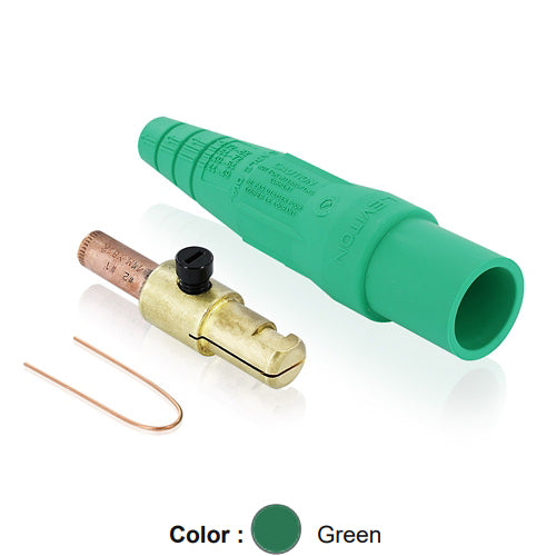 Leviton 16D25-UG, 16 Series Taper Nose Single Pole Cam-Type Male Plug, Contact & Insulator, Detachable, Industrial Grade, Crimp Tube Termination, #2 - #1 AWG, 220 Amp Max, Green