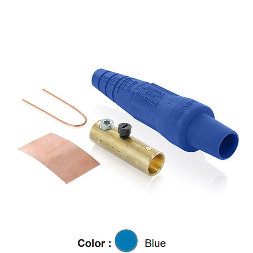 Leviton 16D29-UB, 16 Series Taper Nose Single Pole Cam-Type Female Plug, Contact & Insulator, Detachable, Industrial Grade, 300 Amp Max, 600 VAC/DC Max, Single Set Screw Termination, #2 - 2/0 AWG, Blue