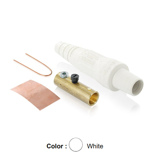 Leviton 16D29-UW, 16 Series Taper Nose Single Pole Cam-Type Female Plug, Contact & Insulator, Detachable, Industrial Grade, 300 Amp Max, 600 VAC/DC Max, Single Set Screw Termination, #2 - 2/0 AWG, White