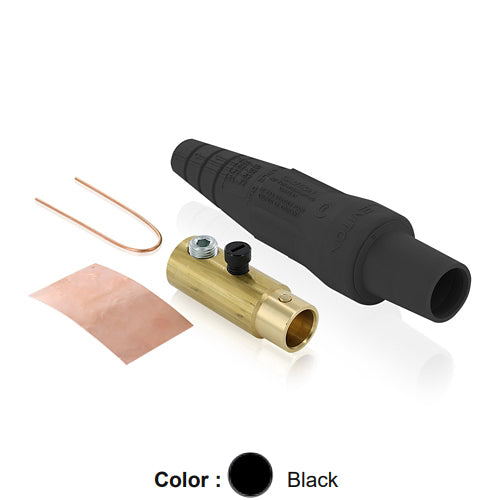 Leviton 16D32-UE, 16 Series Taper Nose Single Pole Cam-Type Female Plug, Contact & Insulator, Detachable, Industrial Grade, 400 Amp Max, 600 VAC/DC Max, Single Set Screw Termination, 2/0 - 4/0 AWG, Black