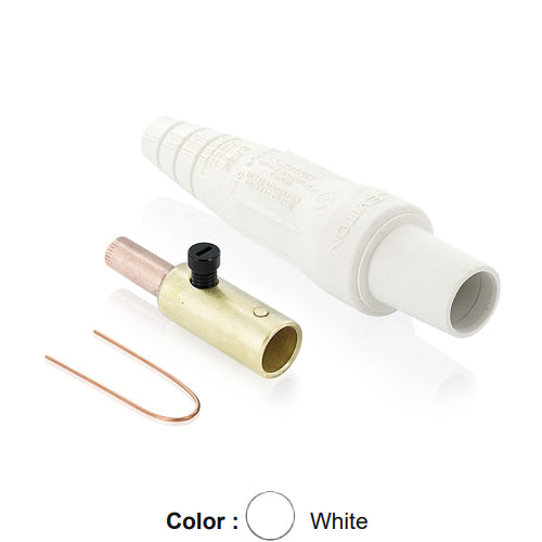 Leviton 16D34-UW, 16 Series Taper Nose Single Pole Cam-Type Female Plug, Contact & Insulator, Detachable, Industrial Grade, Crimp Tube Termination, #2 - #1 AWG, 220 Amp Max, White