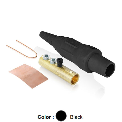 Leviton 16D45-UE, 16 Series Taper Nose Single Pole Cam-Type Female Plug, Contact & Insulator, Detachable, Industrial Grade, 190 Amp Max, 600 VAC/DC Max, Double Set Screw Termination, #6 – #2 AWG, Black