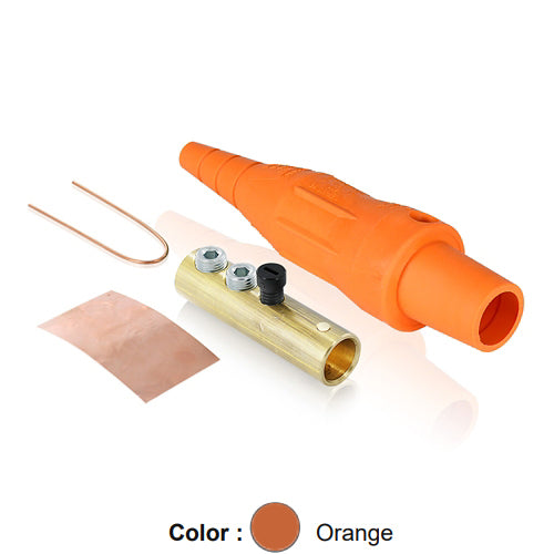 Leviton 16D45-UO, 16 Series Taper Nose Single Pole Cam-Type Female Plug, Contact & Insulator, Detachable, Industrial Grade, 190 Amp Max, 600 VAC/DC Max, Double Set Screw Termination, #6 – #2 AWG, Orange