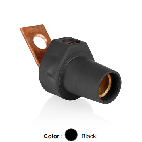 Leviton 16F21-UE, 16 Series Single Pole Cam-Type Female Angle Terminal Connector, Industrial Grade, 1 Hole, Bus Bar Mount, #2 - 4/0 AWG, 400 Amp Max, Black