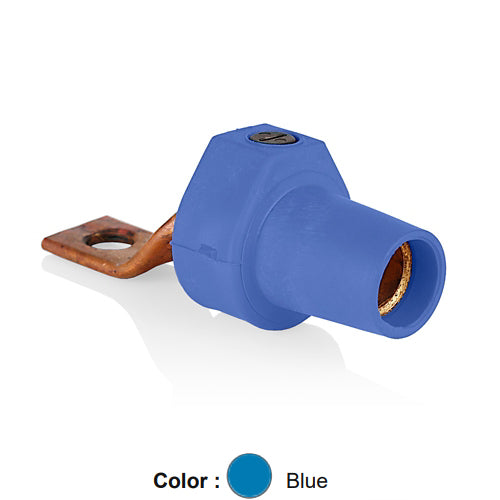 Leviton 16F22-UB, 16 Series Single Pole Cam-Type Female Offset Terminal Connector, Industrial Grade, 1 Hole, Bus Bar Mount, #2 - 4/0 AWG, 400 Amp Max, Blue